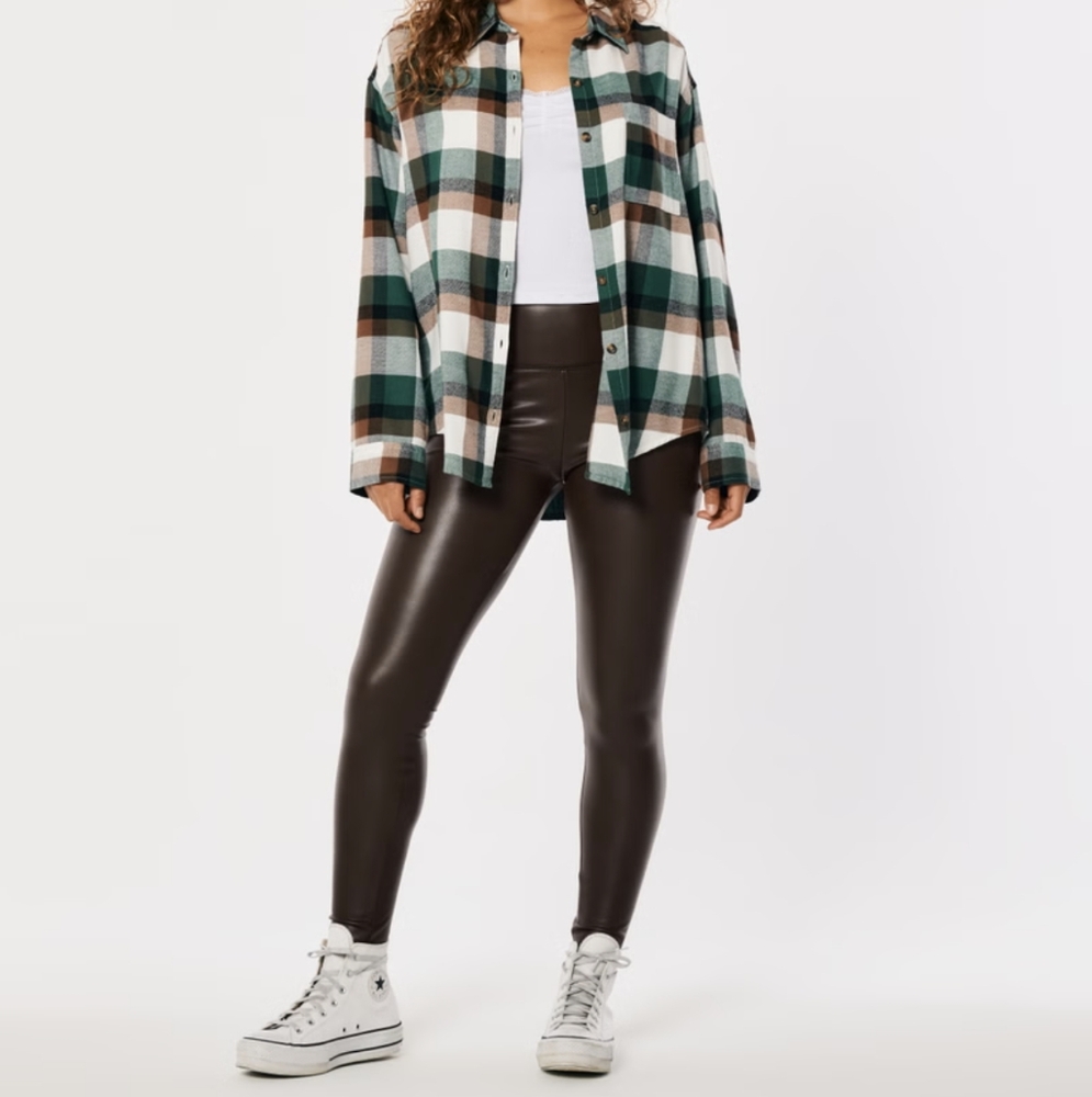 Hollister‎ XS Brown Faux Leather Leggings